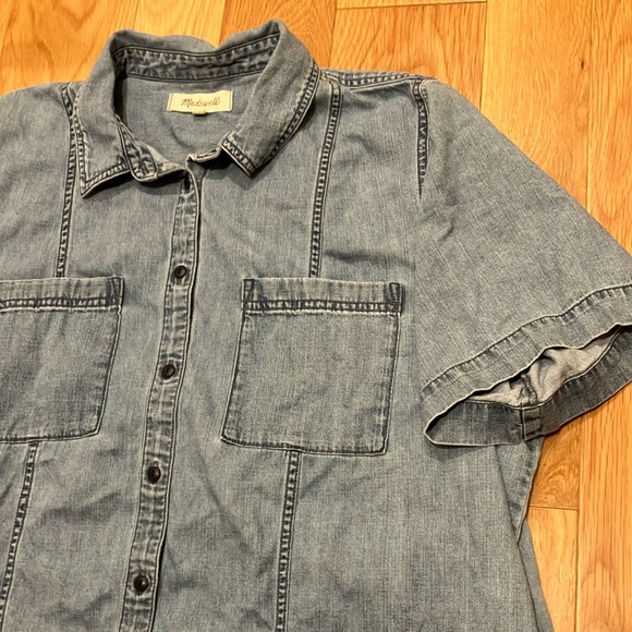 Madewell Light Blue Button-Down Shirt Dress - Picture 3 of 8